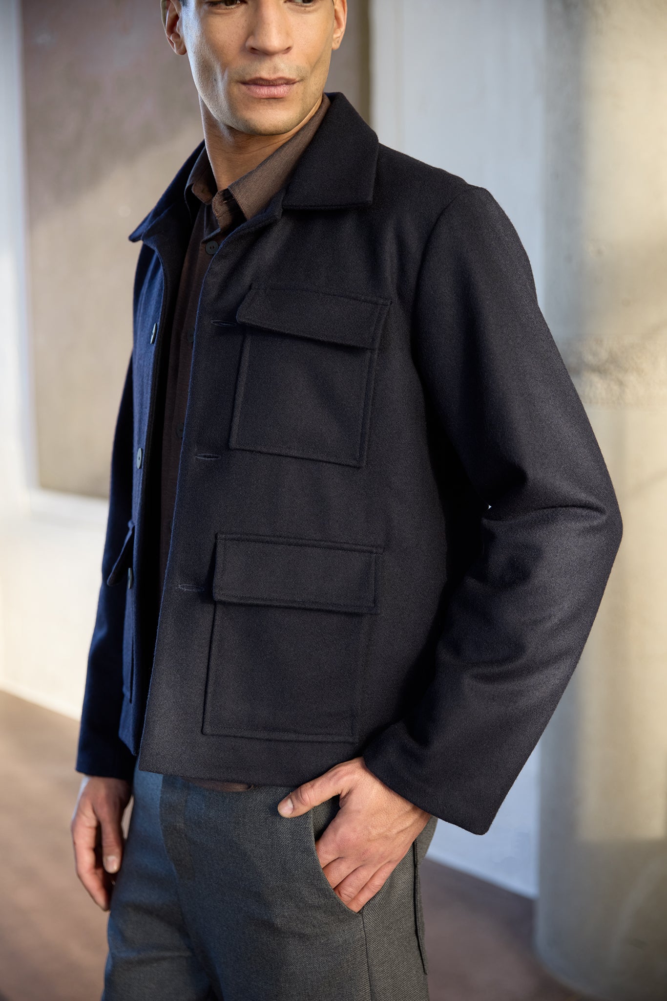 Christiane Strobel LEON Jacke recycelte Wolle Gr. S Dark Blue