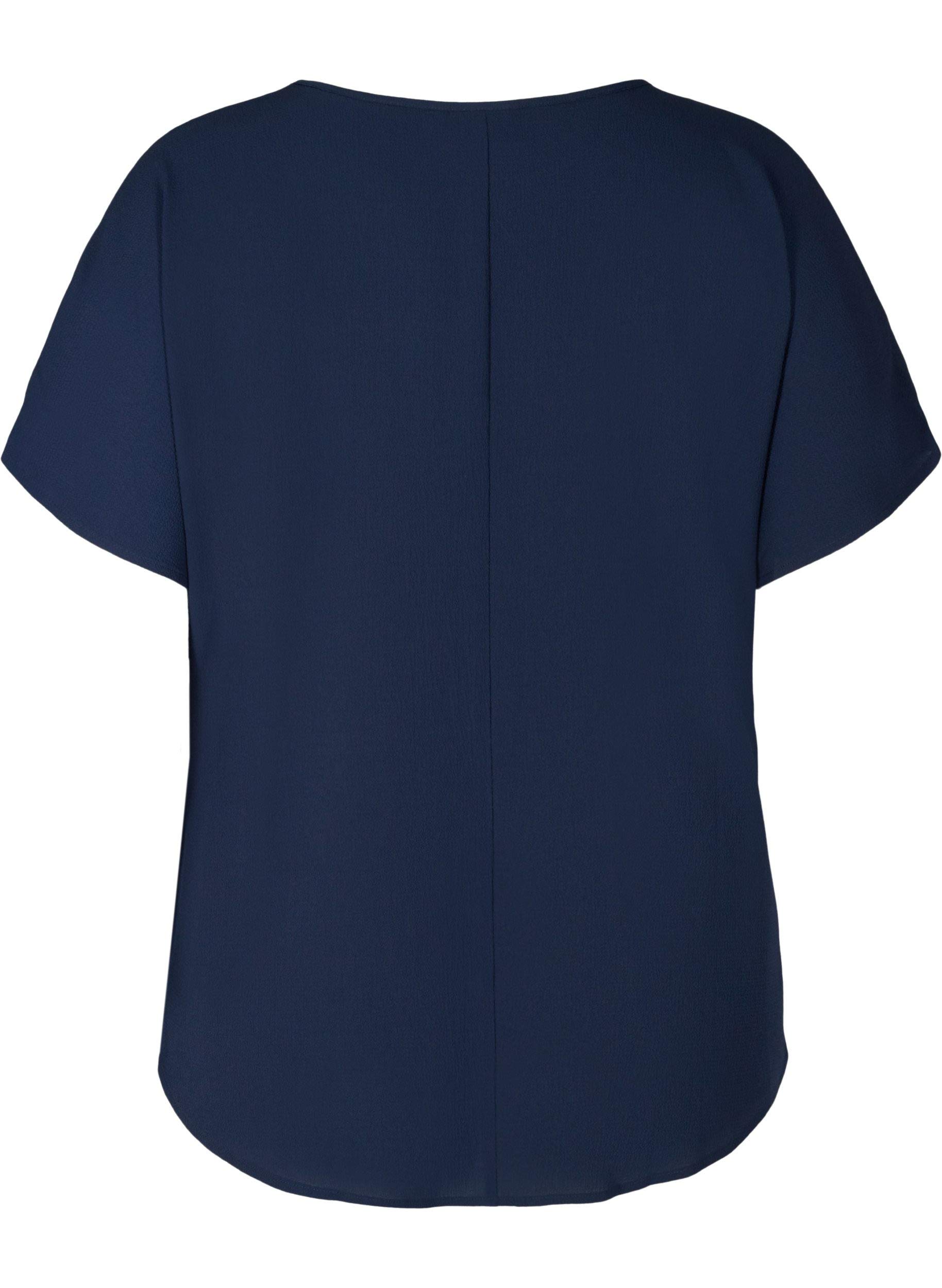 ZIZZI Blouses Bluse Kurzarm Tunika 50-52 Schwarz locker