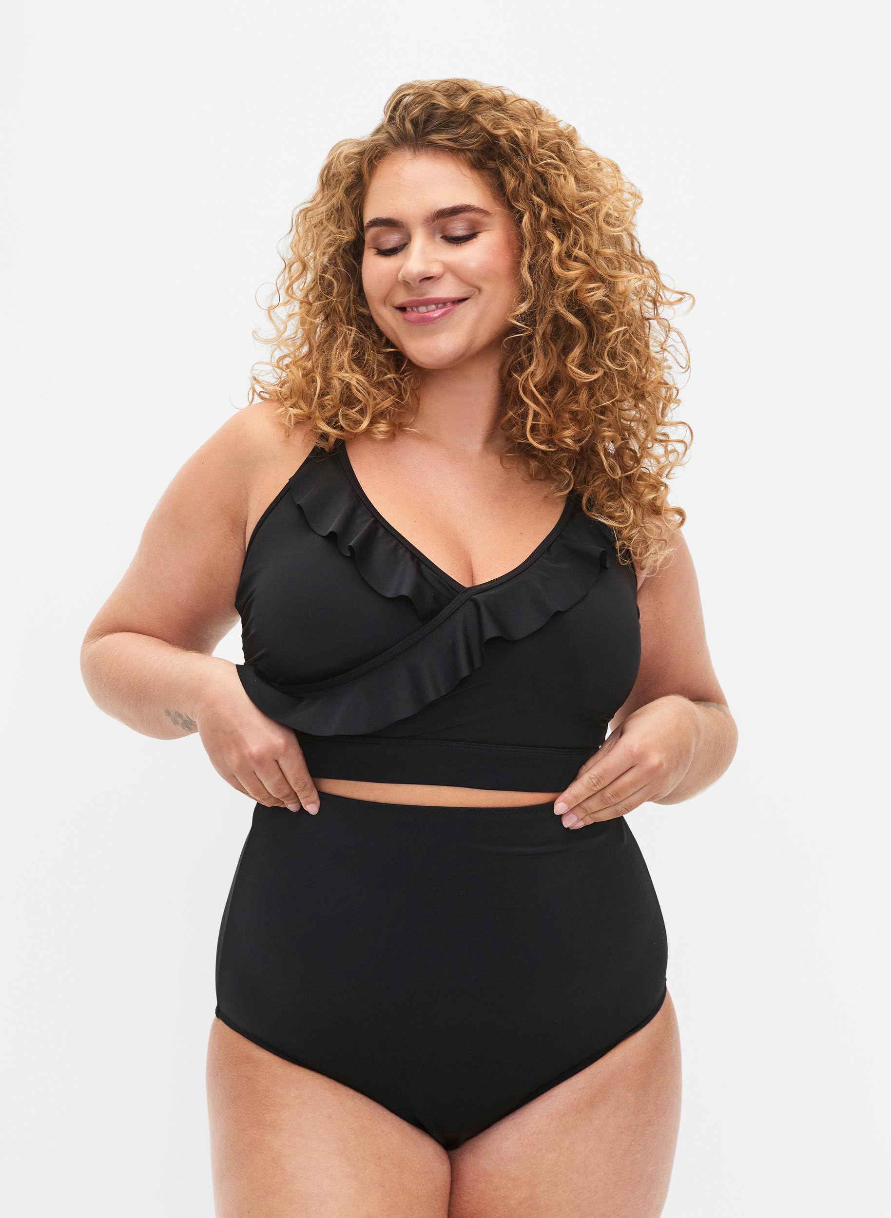 Zizzi Swim Bikini-Unterteil Damen hochtalliert schwarz