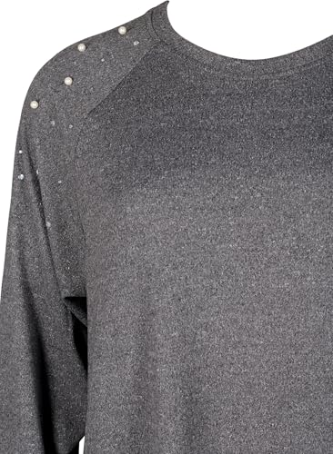 Zizzi Kleid Langarm Rundhals Perlen Große Größen