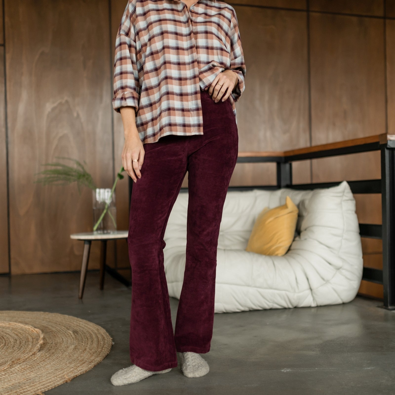 NORDLICHT Hosen Lilja Jersey-Cordhose Rot Bio-Baumwolle
