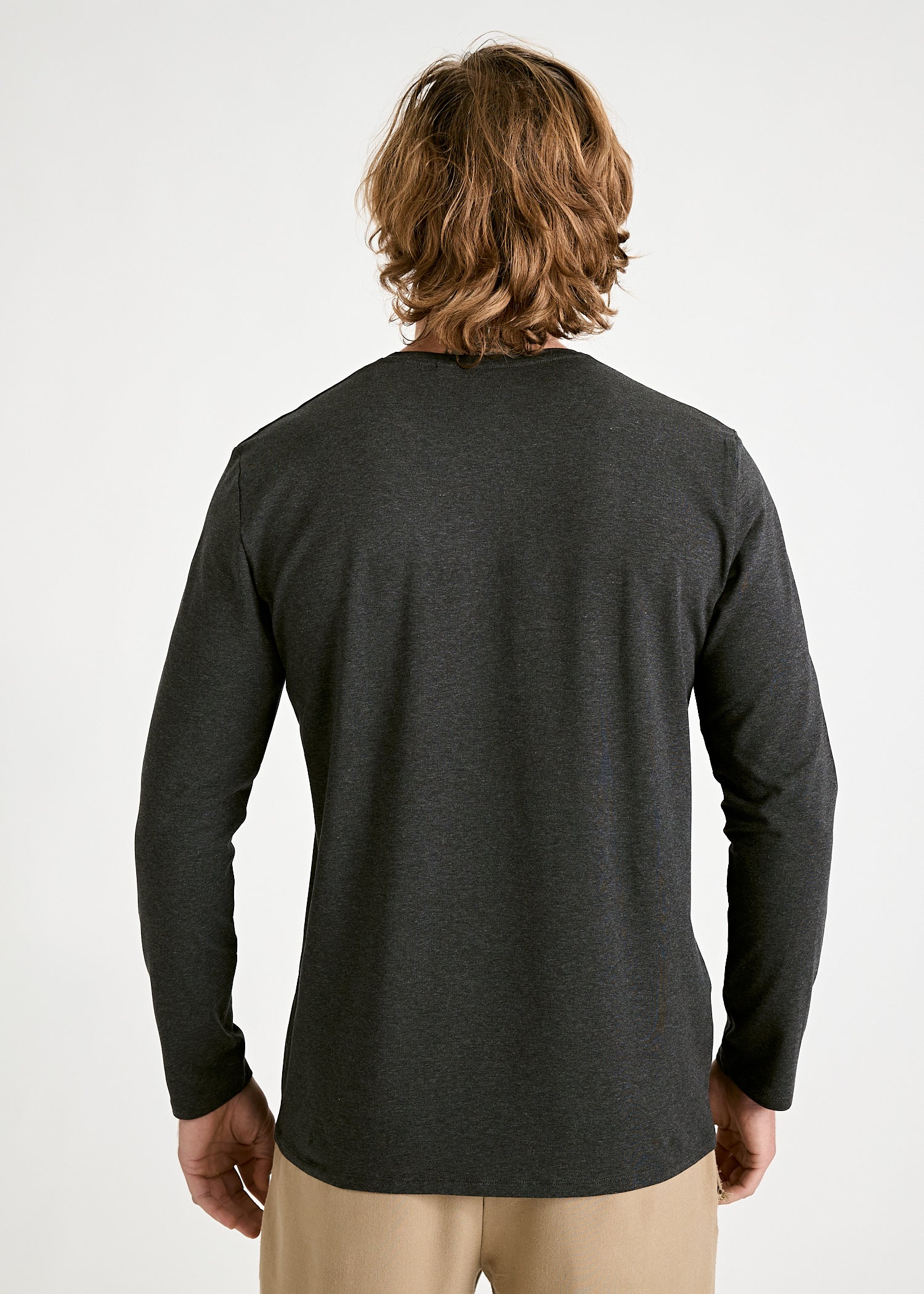 Wijld David Herren Langarmshirt Anthrazit Regular atmungsaktiv