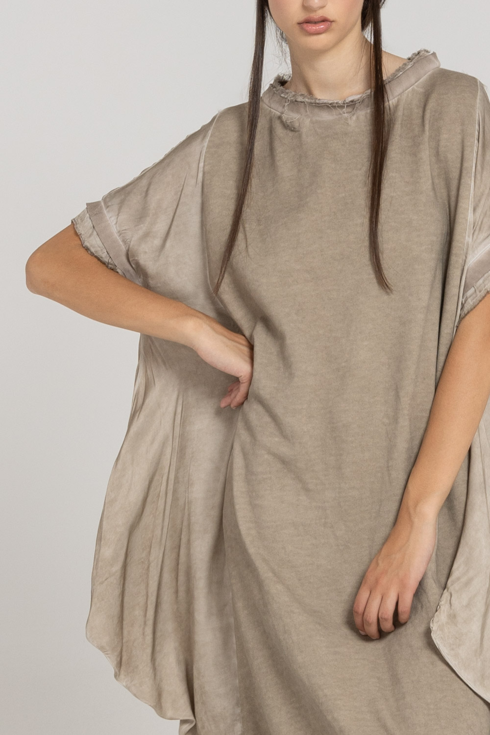 Sanctamuerte Abiti Abito Felpa Kleid Baumwolle Lang Kurzarm