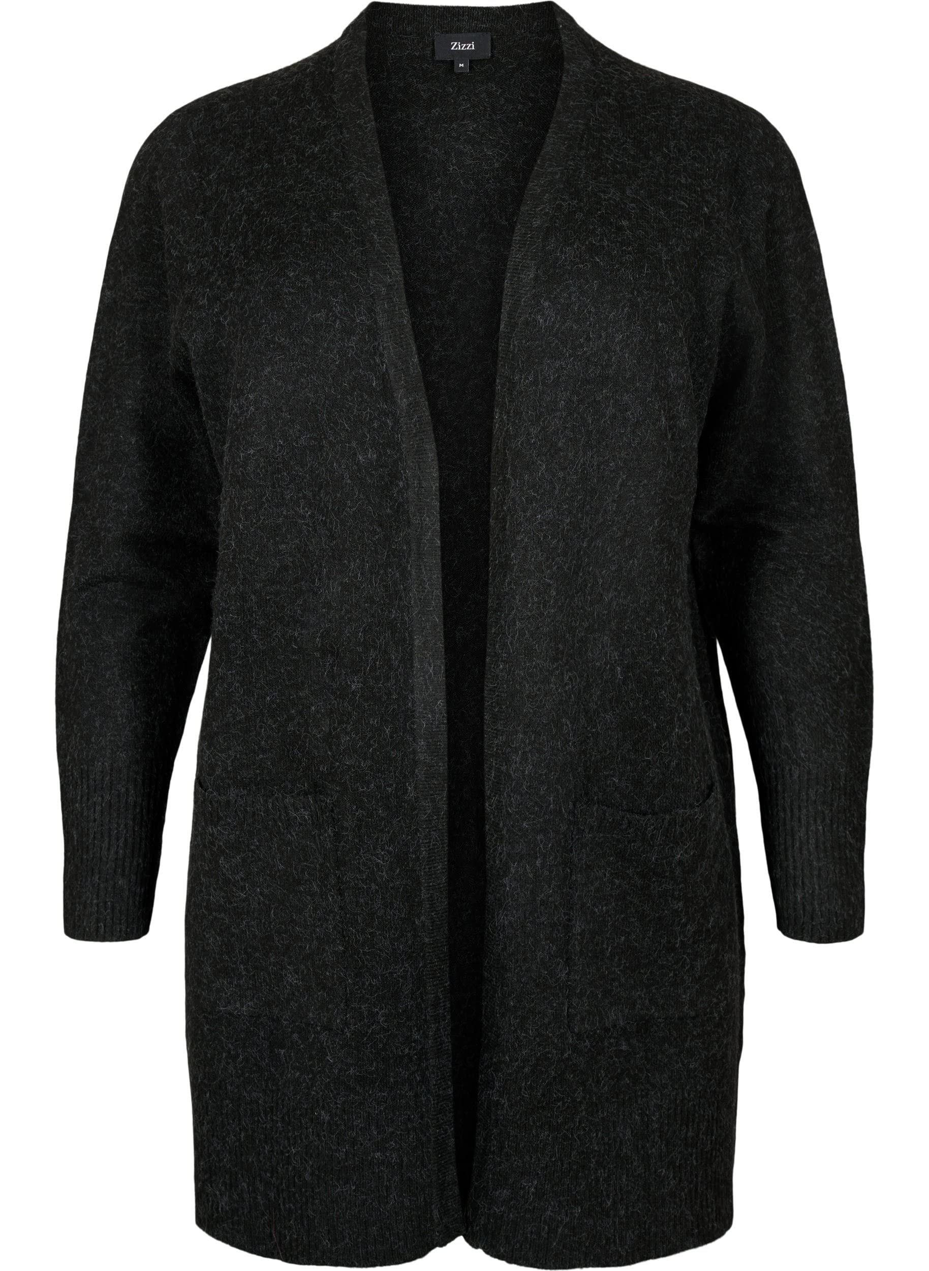 Zizzi Cardigan Lang Meliert mit Taschen Damen