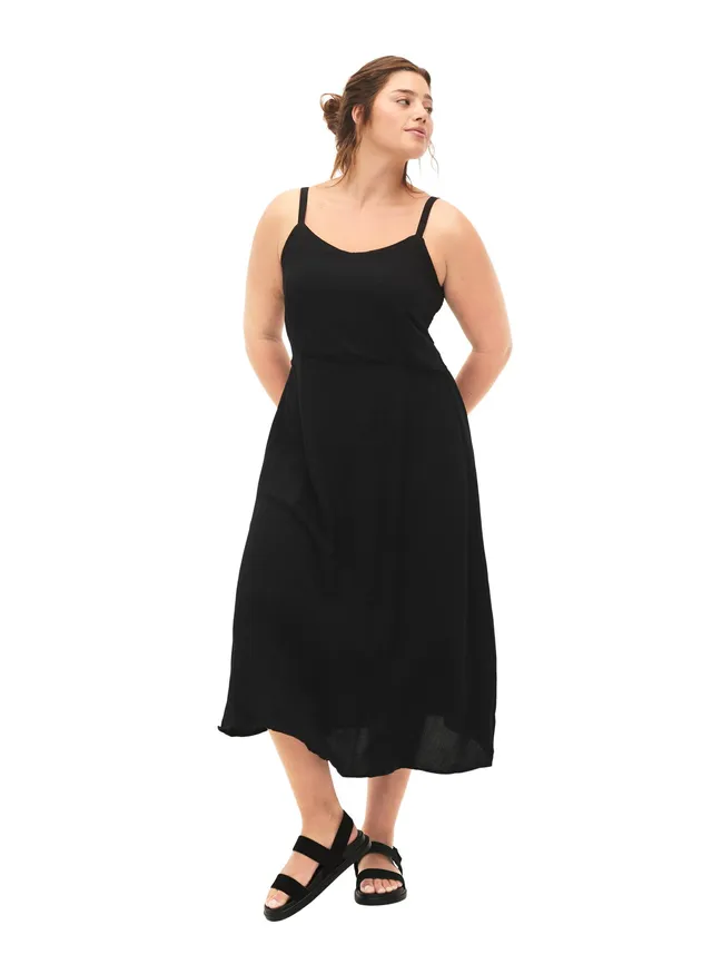 Zizzi Dresses Midikleid Viskose Träger einfarbig