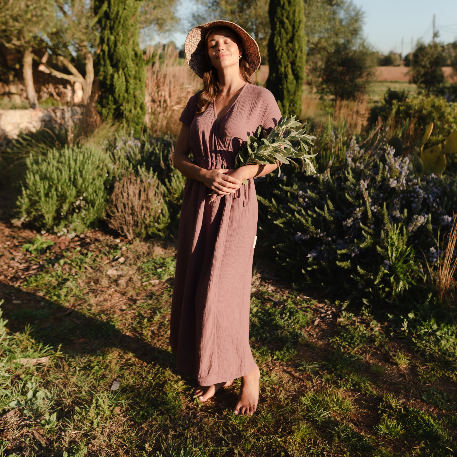 NORDLICHT Milva Musselin Midi Wickelkleid Rosa