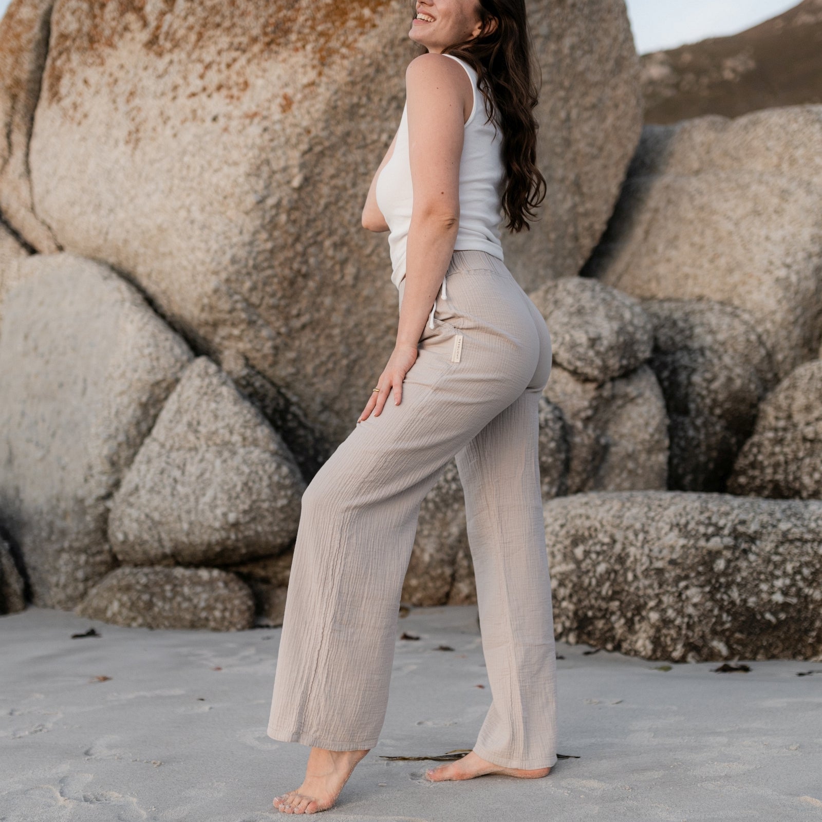 Nordlicht Leja Lang Musselinhose Natur Bio-Baumwolle