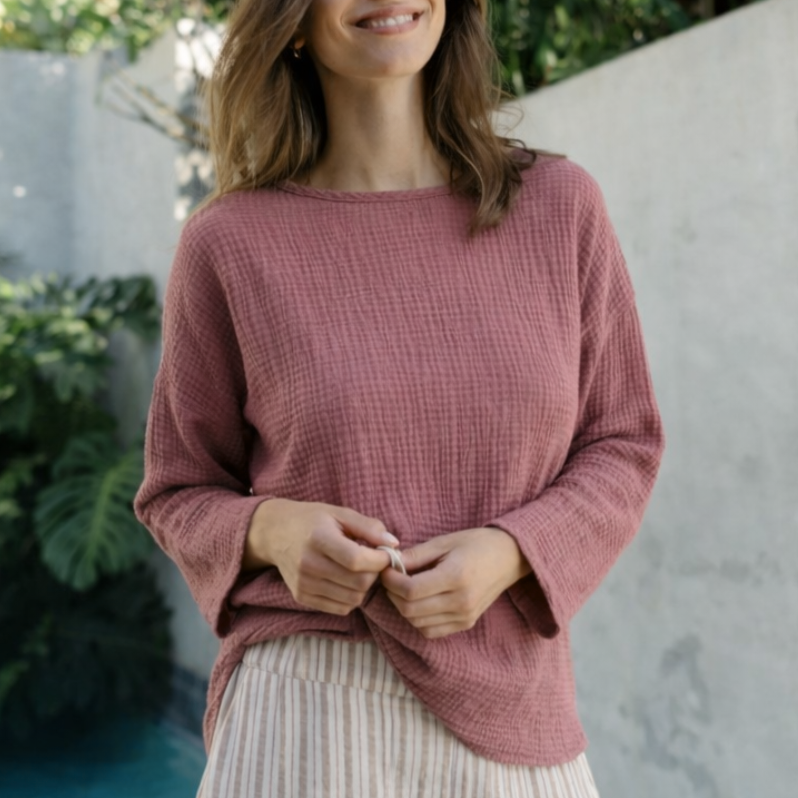 Nordlicht Ilvy Musselin Langarmshirt Rosa Bio-Baumwolle