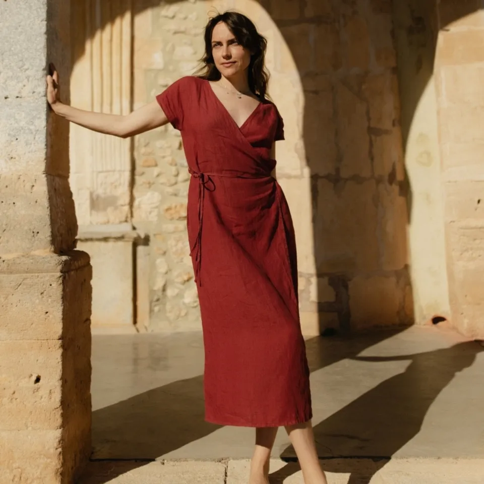 NORDLICHT Emelie Leinen Wickelkleid Sommer