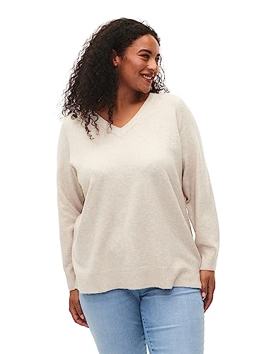 Zizzi Strickpullover Große Größen Melange V-Ausschnitt