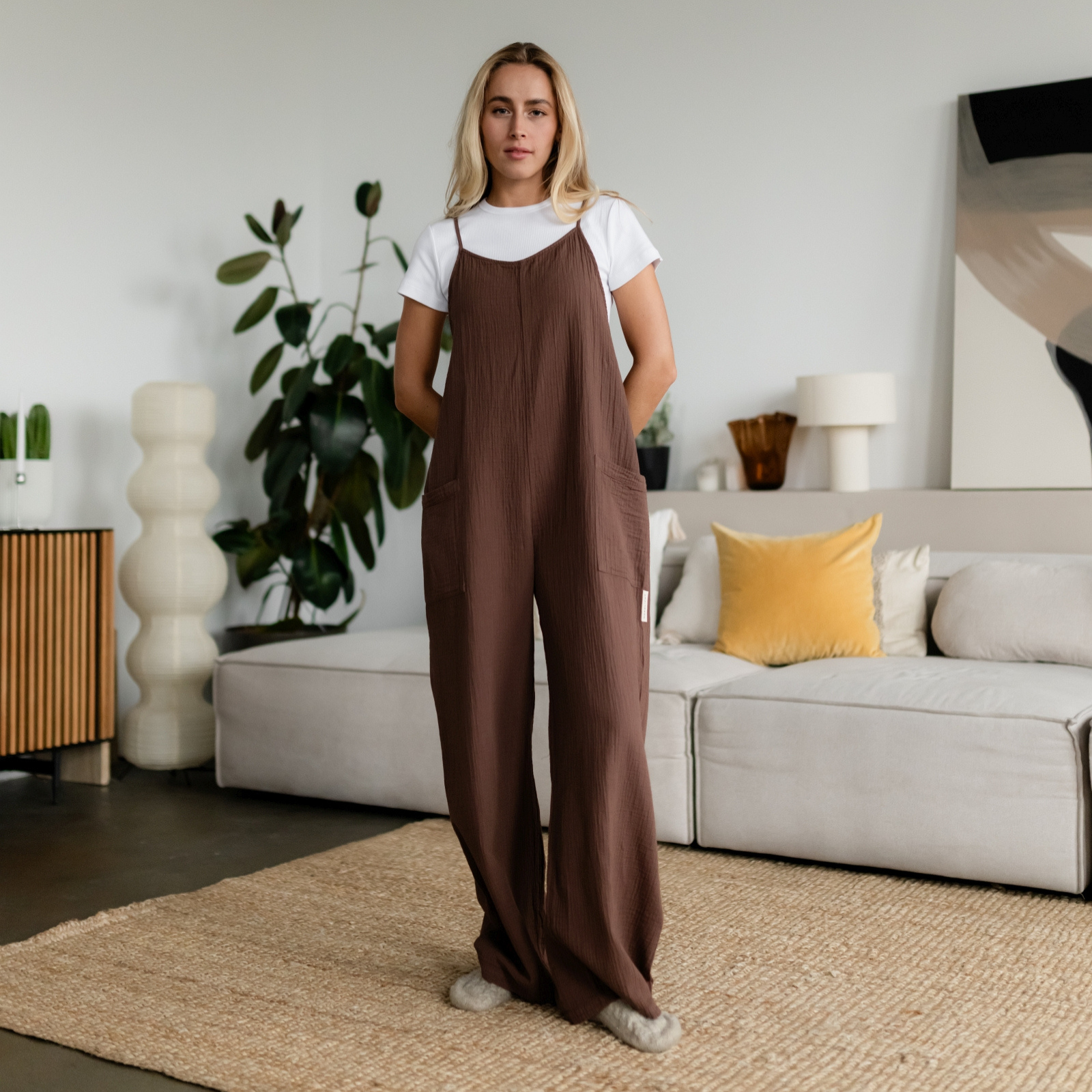 NORDLICHT Jumpsuits Bente Musselin Jumpsuit Braun M