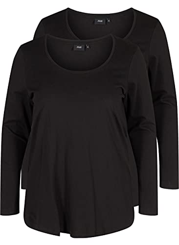 Zizzi Blouses Bluse Damen 2er Pack Schwarz Baumwolle