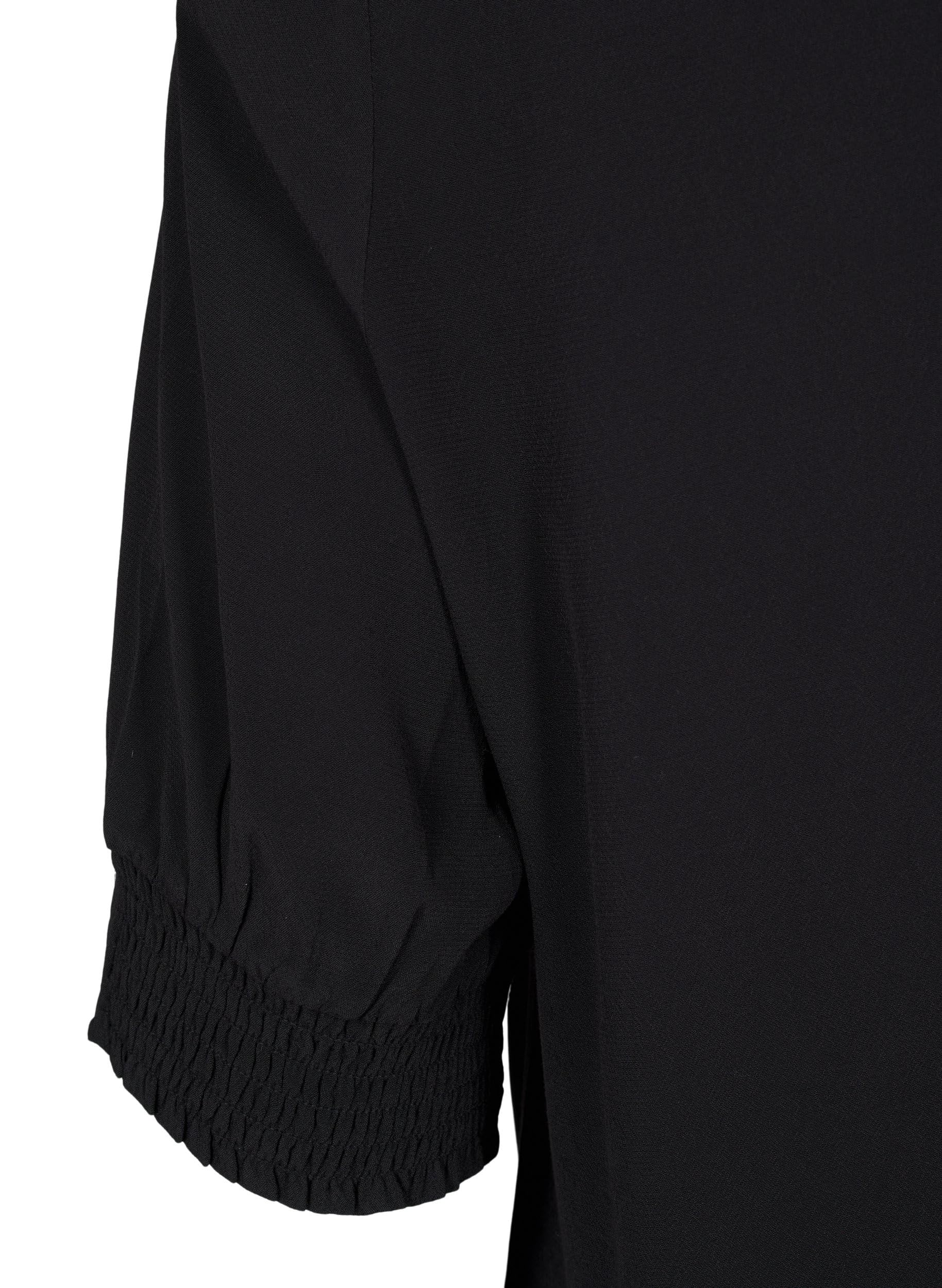 Zizzi Hemdbluse Viskose Kurzarm V-Ausschnitt Bluse Regular Fit