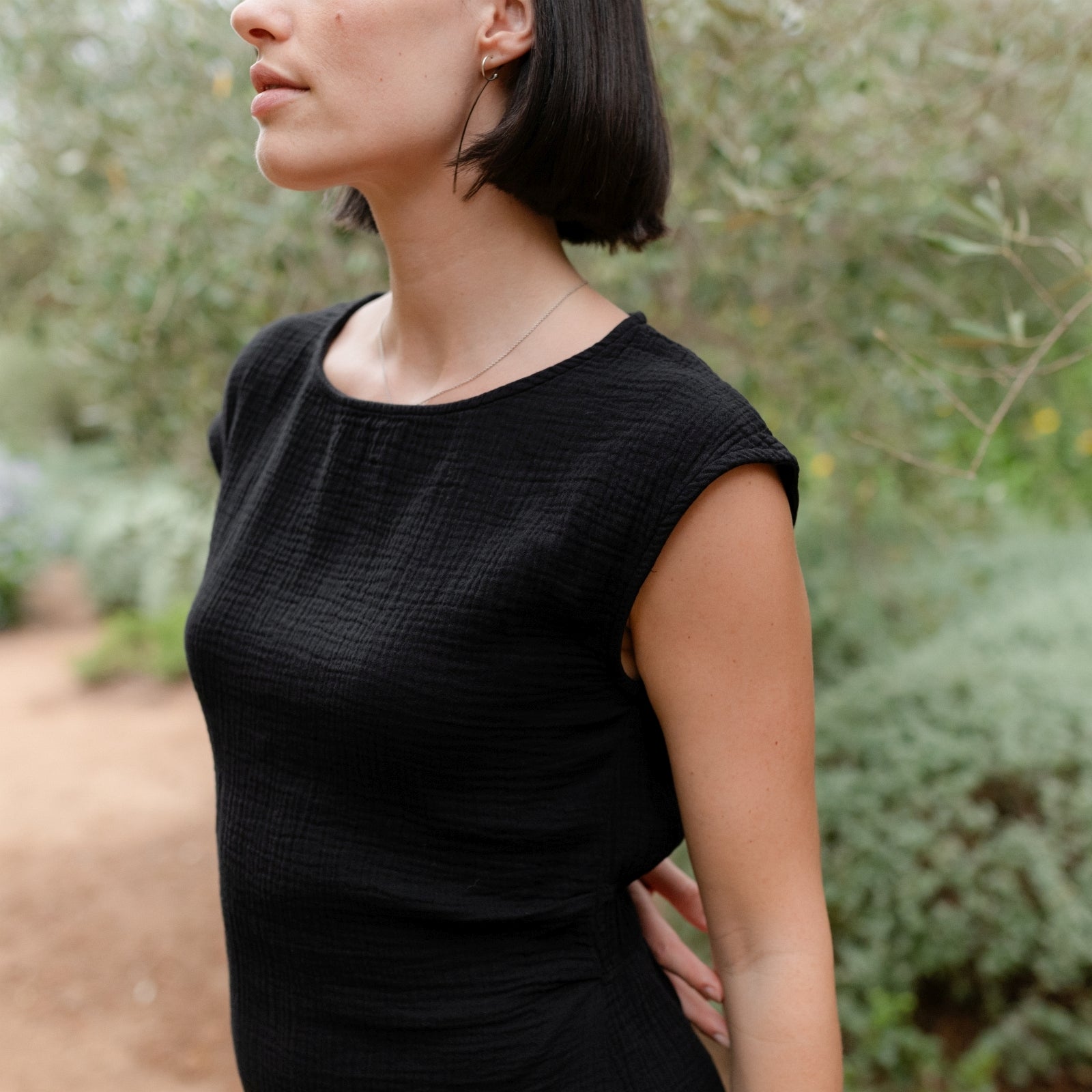 NORDLICHT Jule Musselin Kleid Schwarz Bio-Baumwolle