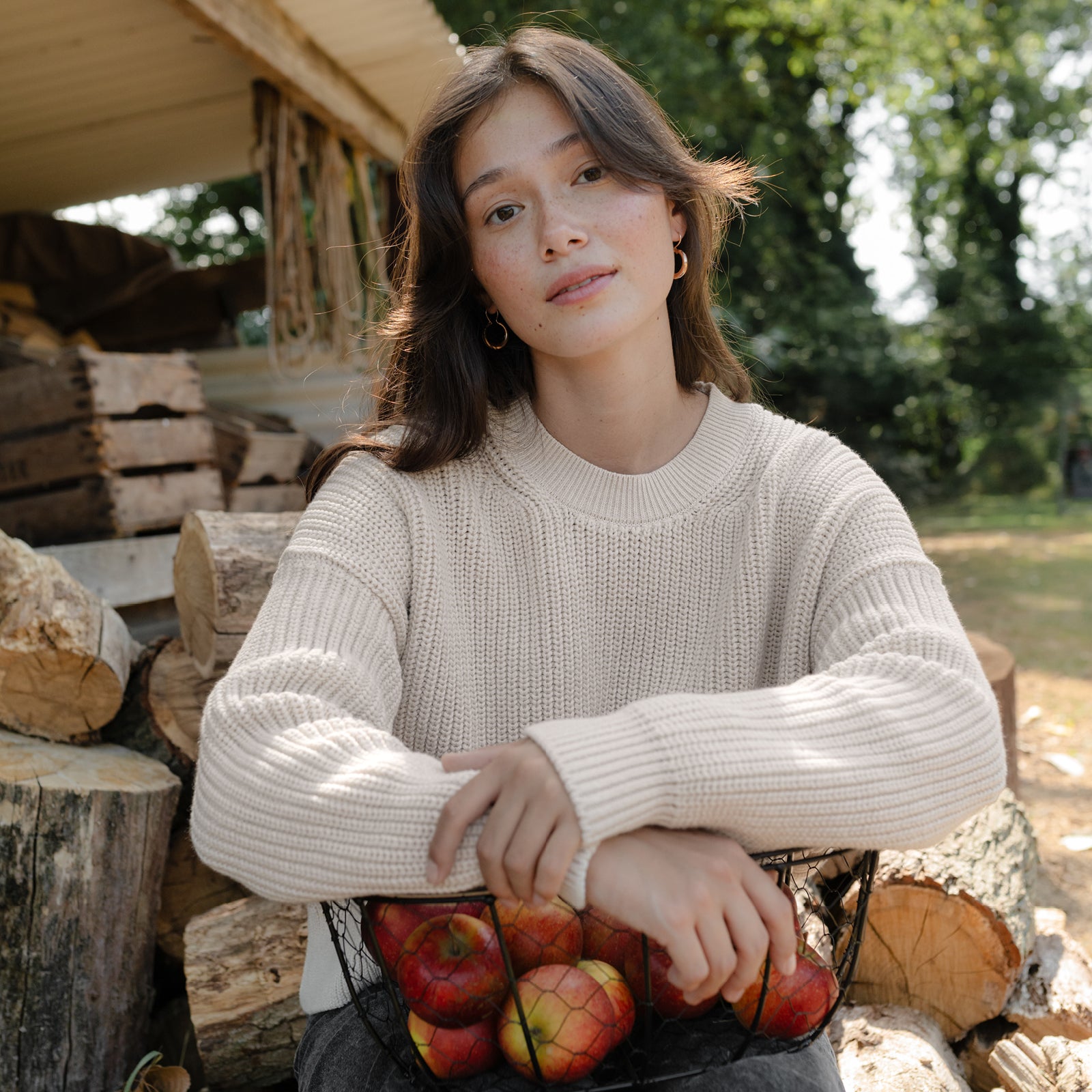 NORDLICHT Mara Grobstrick Pullover sand Bio-Baumwolle