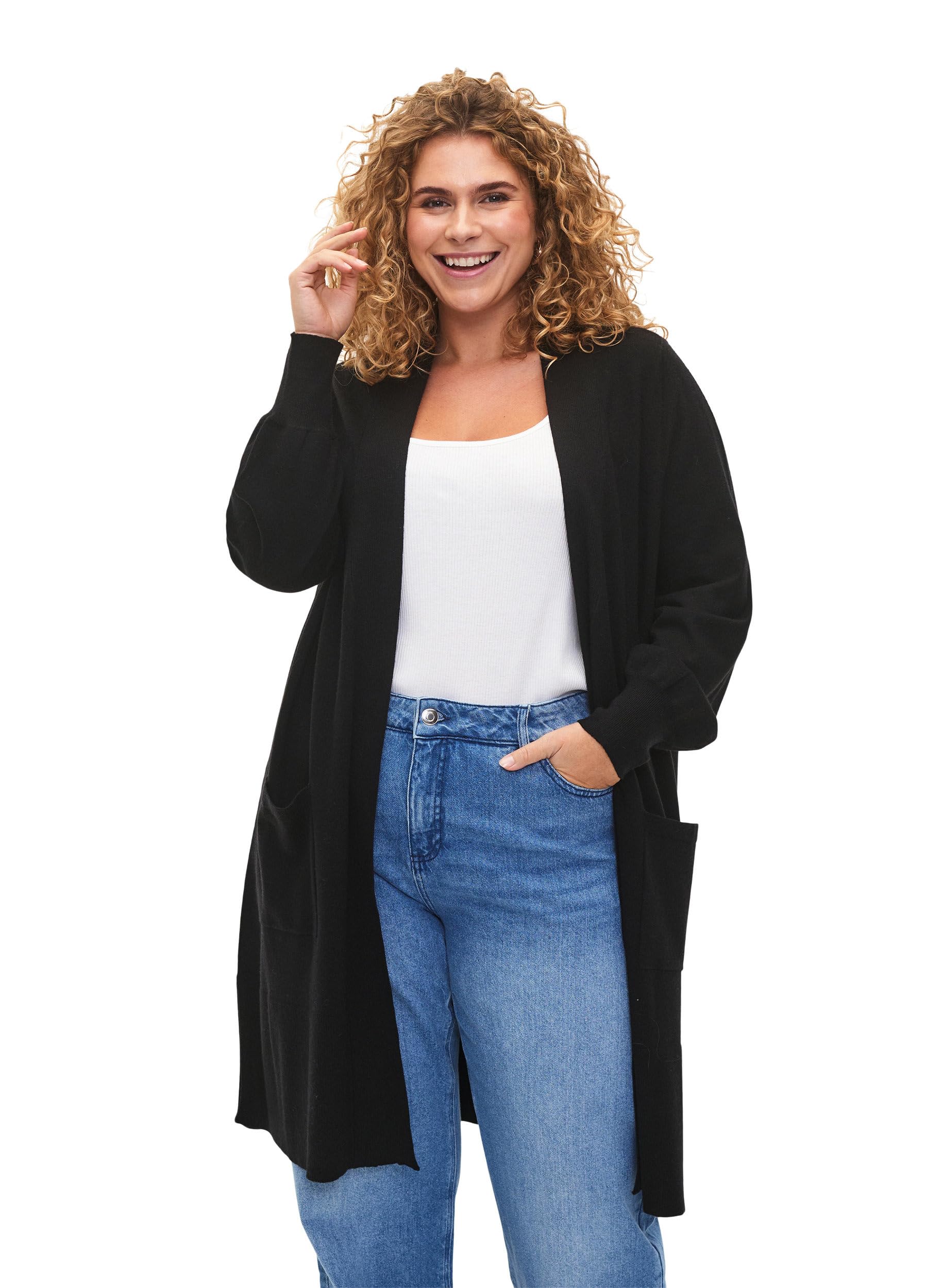 Zizzi Cardigans Strickjacke Taschen Viskose Strickjacke
