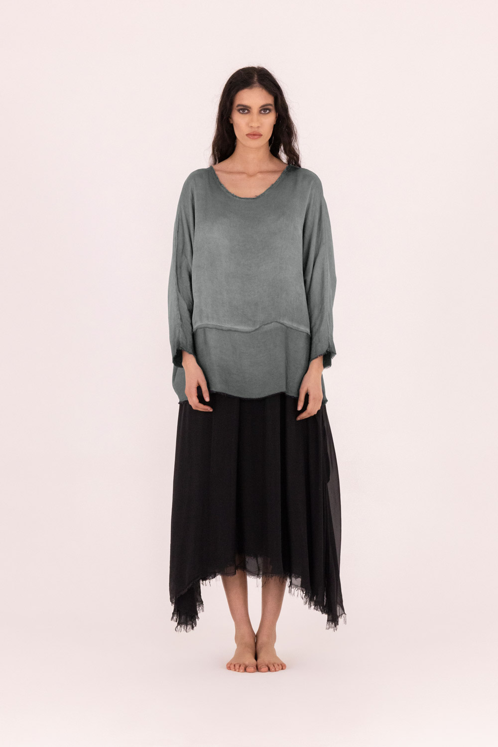 Sanctamuerte T-Shirt Girocollo Langarm T-Shirt Viskose