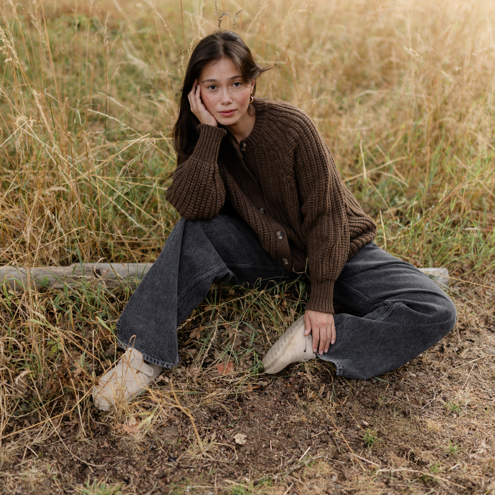 Nordlicht Mette Strickjacke Braun Recycling-Wolle