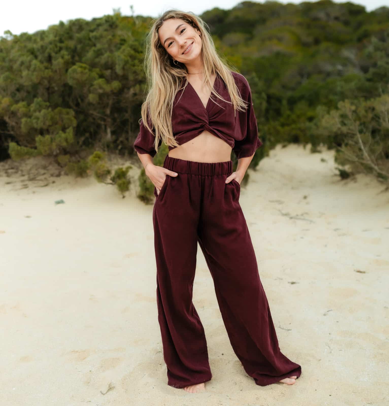 Nordlicht Nora Palazzo Hose Bordeaux Tencel