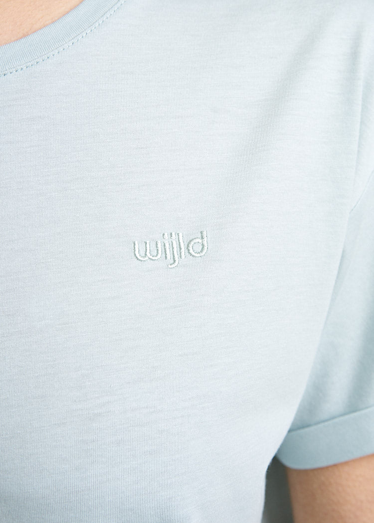 Wijld Jana Misty Blue Damen T-Shirt Basic Slim Holz