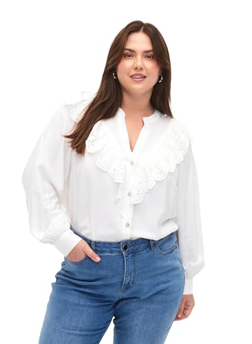 Zizzi Hemdbluse Viskose Rüschen Große Größen