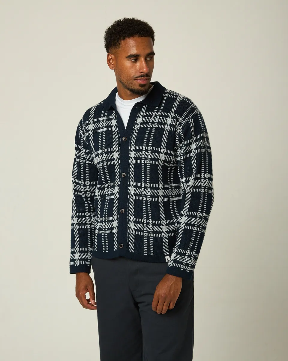 Peregrine Lumber Strickhemd Herren Navy M Merino