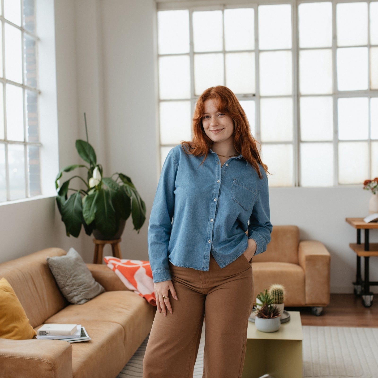 NORDLICHT Tove Jeans Bluse M Bio-Baumwolle