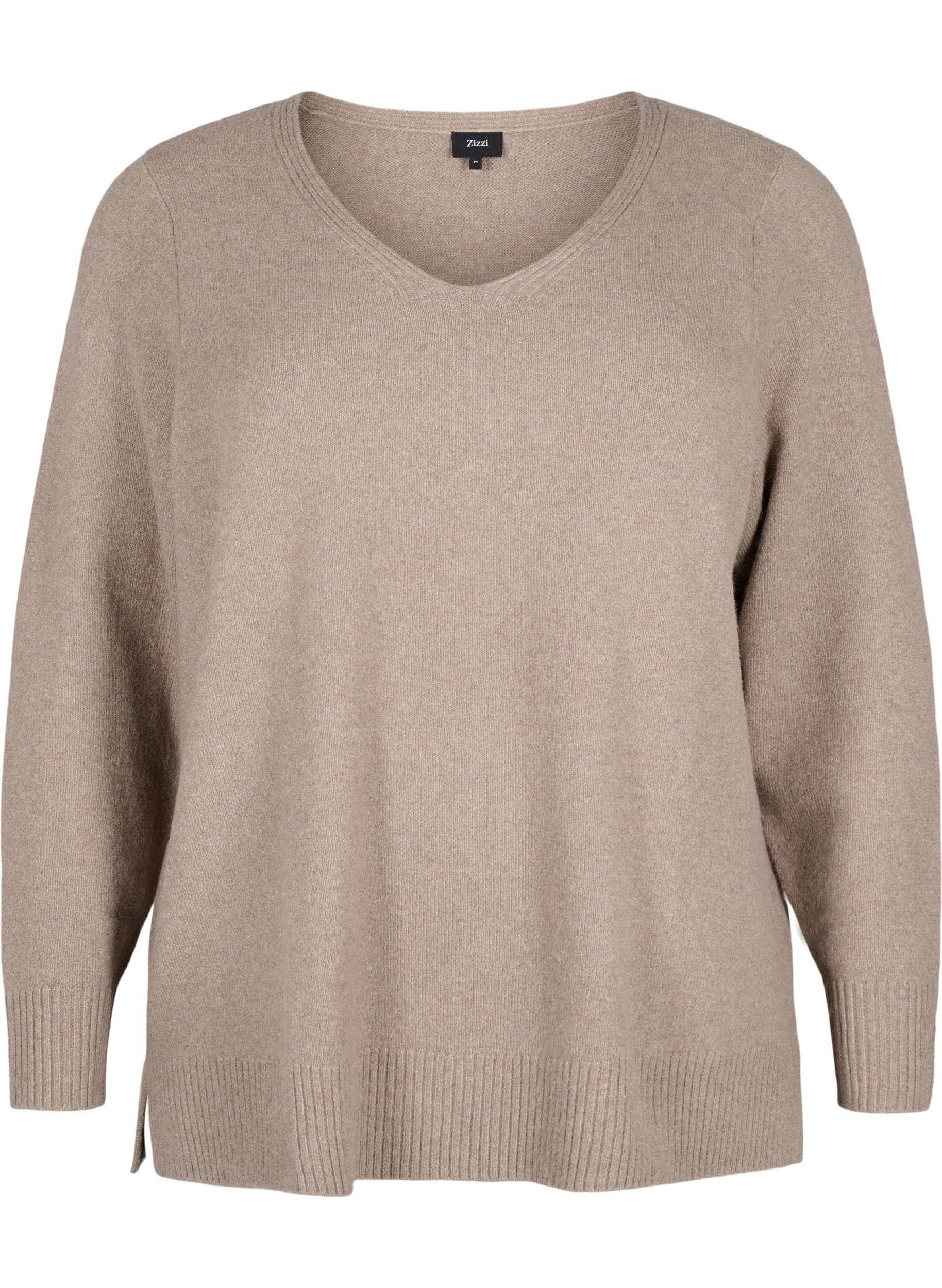 Zizzi Strickbluse V-Ausschnitt Rippstrick Gr.42-60
