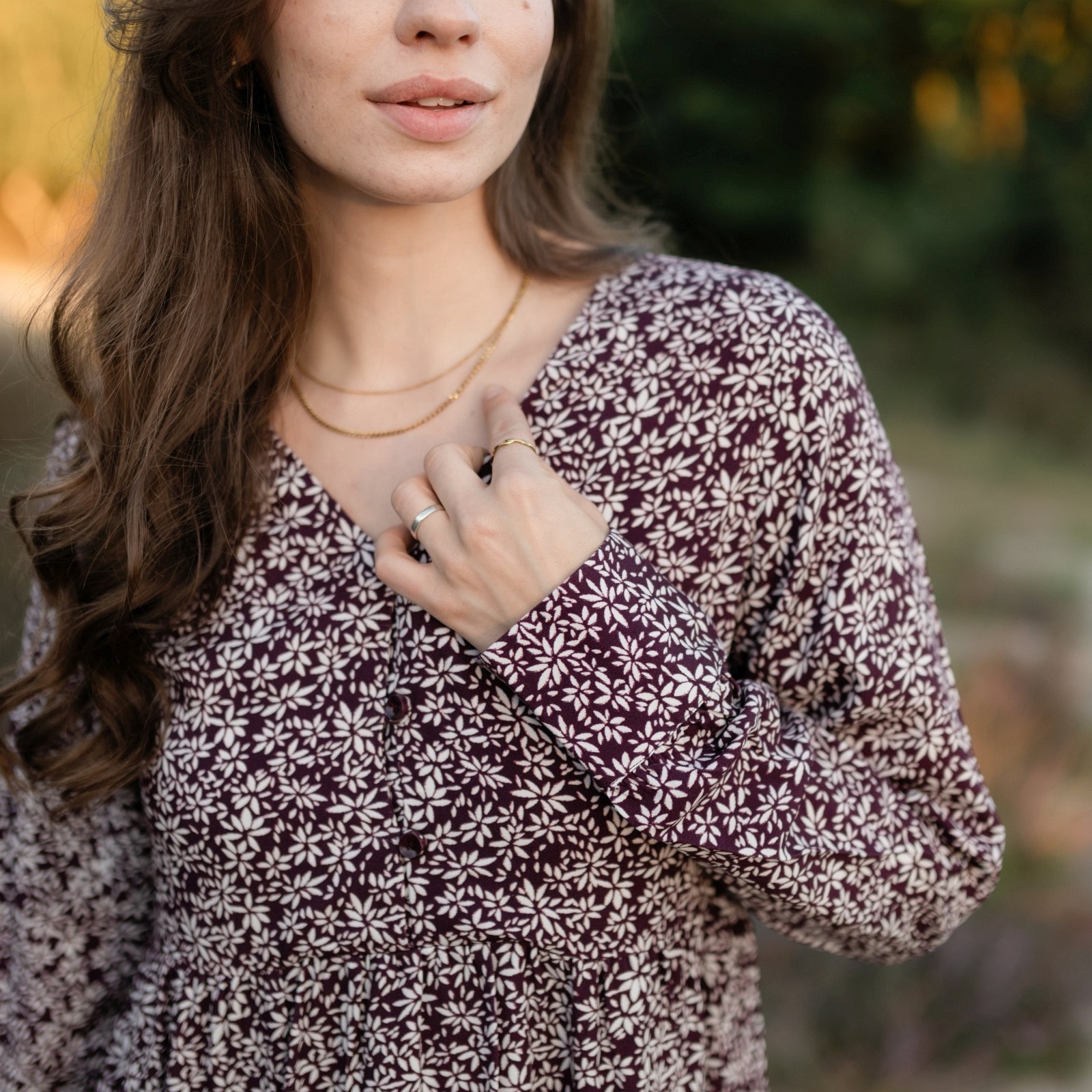 NORDLICHT Ami Kleid Cherry Rot Blumen Ecovero