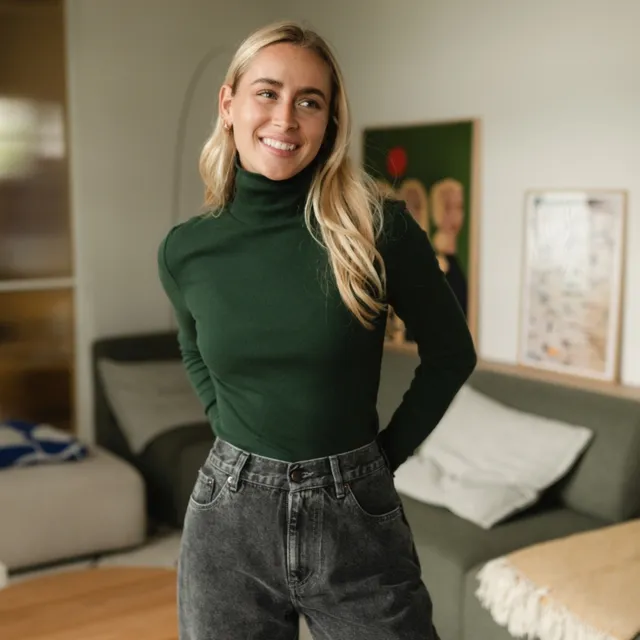 Nordlicht Dana Ripp Rollkragenshirt Waldgrün Bio