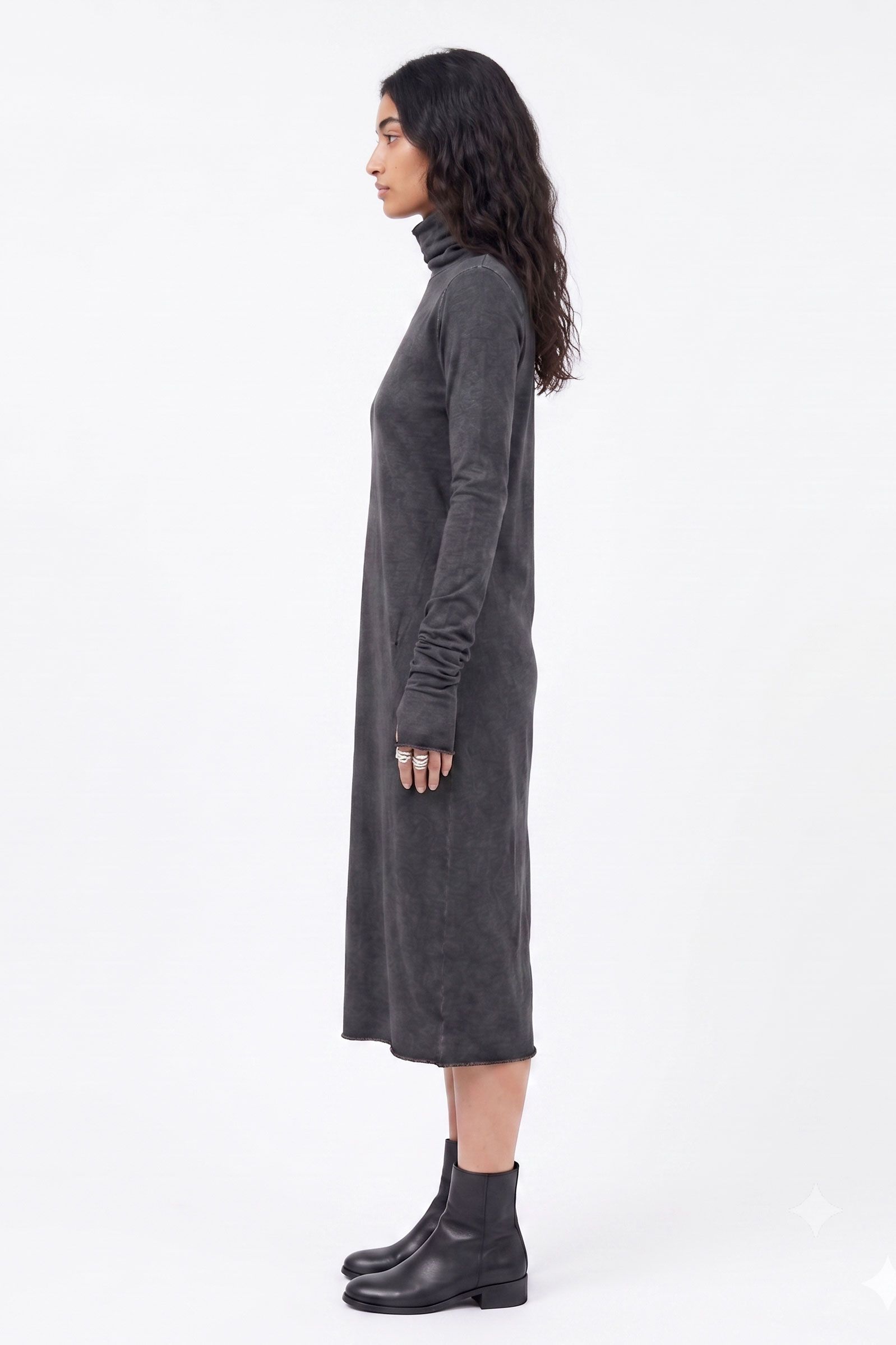 Sanctamuerte Abiti Abito Lungo Collo Alto Kleid Baumwolle