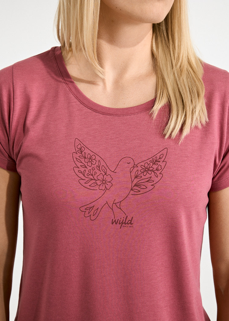 Wijld Lena Floral Dove Damen T-Shirt Print Lyocell