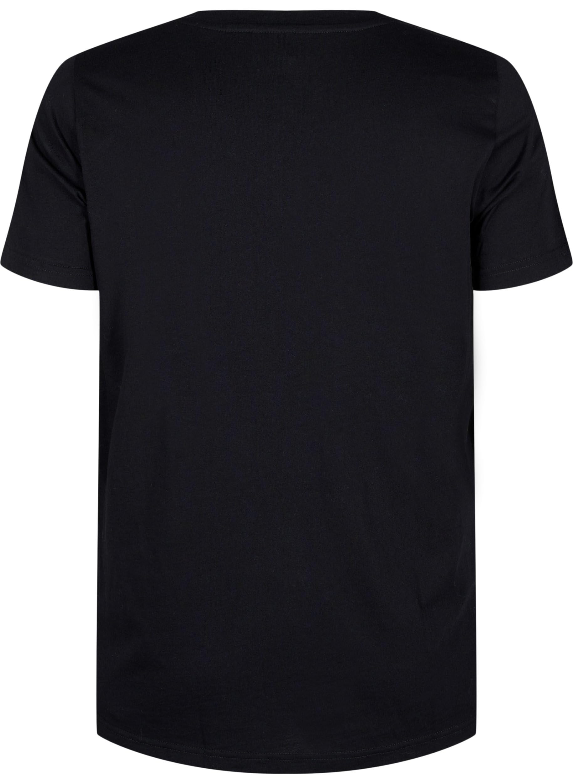 Zizzi T-Shirt Baumwolle Rundhals Strass Große Größen 42-60