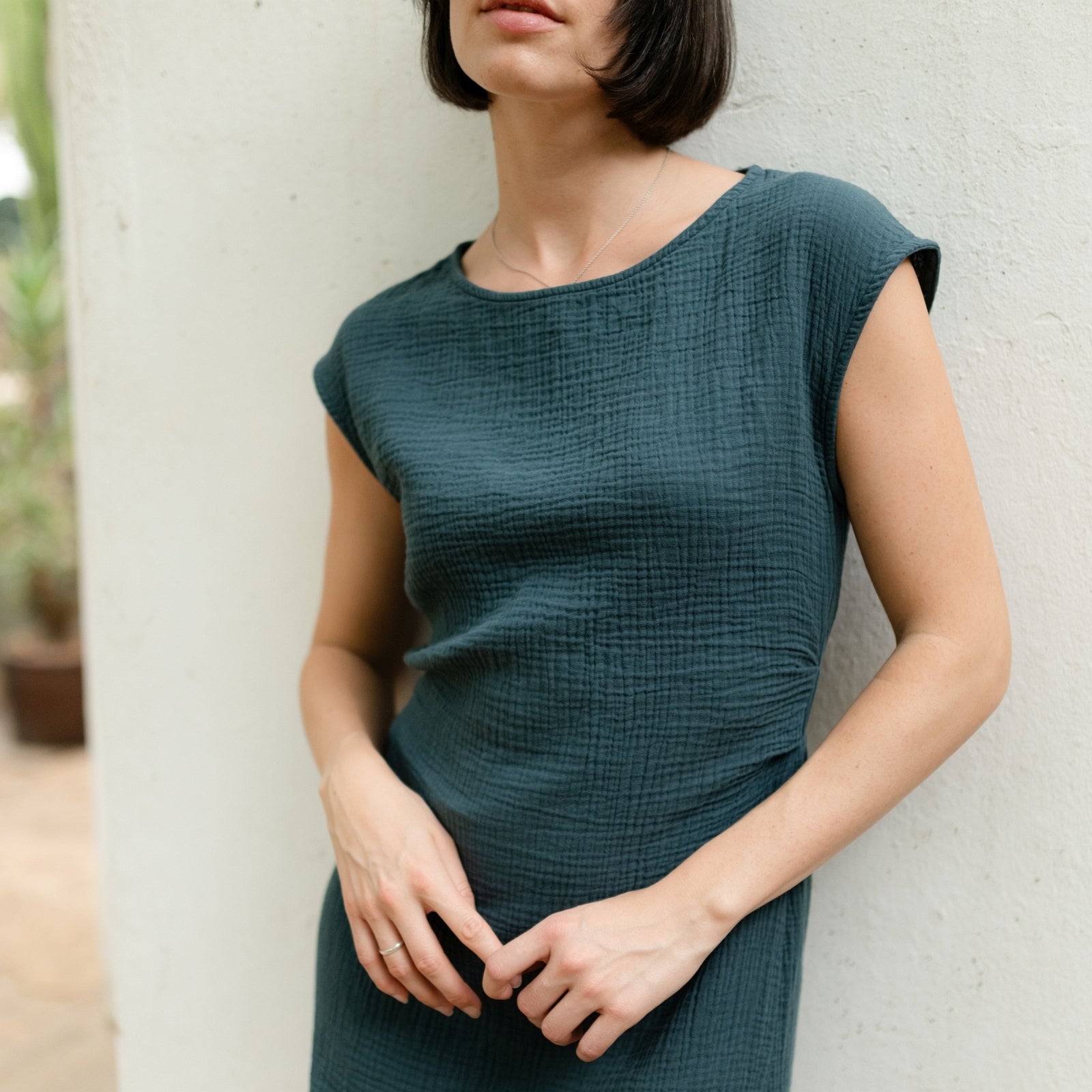 Nordlicht Jule Musselin Kleid Damen Grün M Bio-Baumwolle