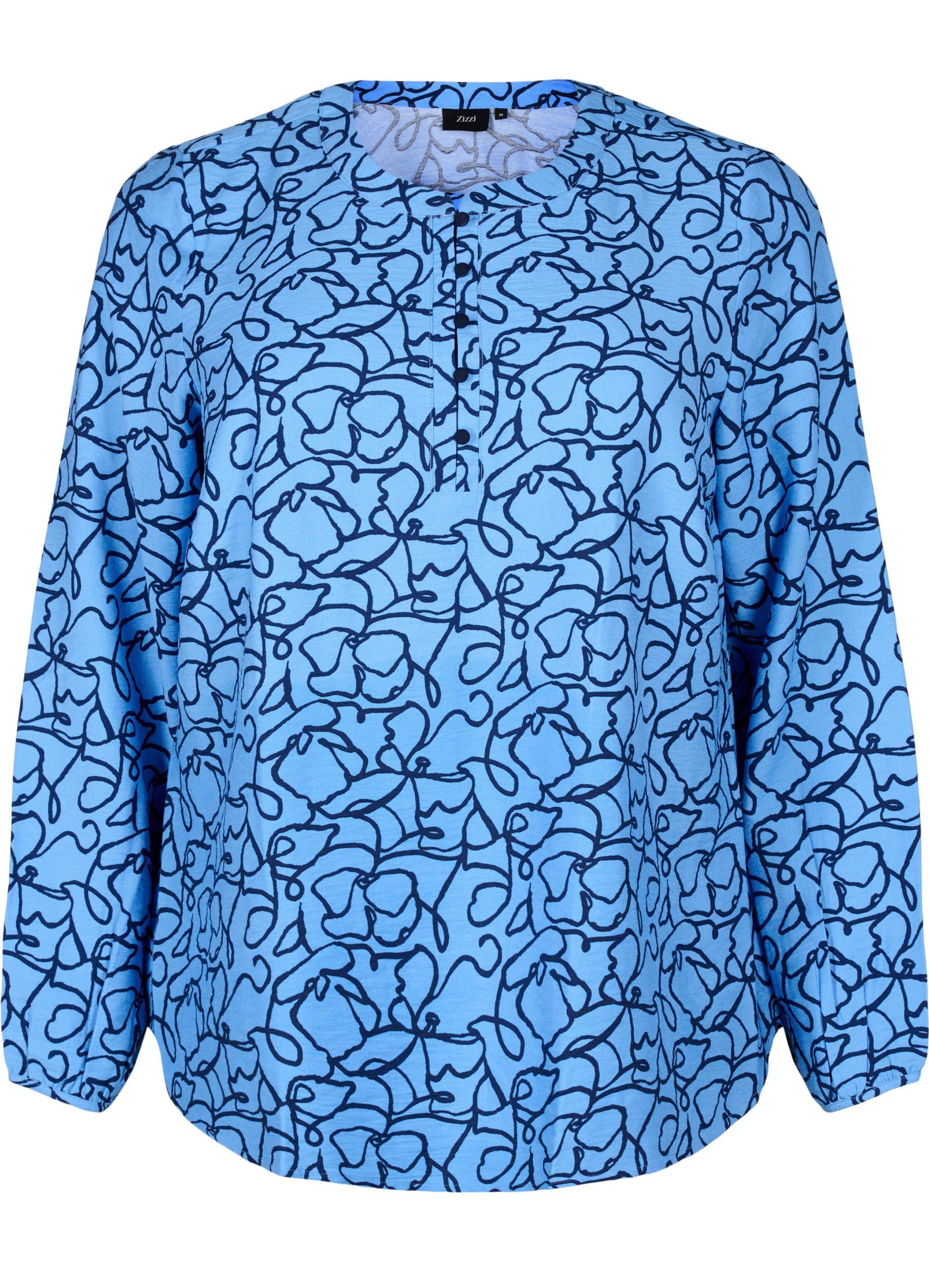 Zizzi Bluse Langarm Druckknöpfe Ecovero-Viskose 42-60