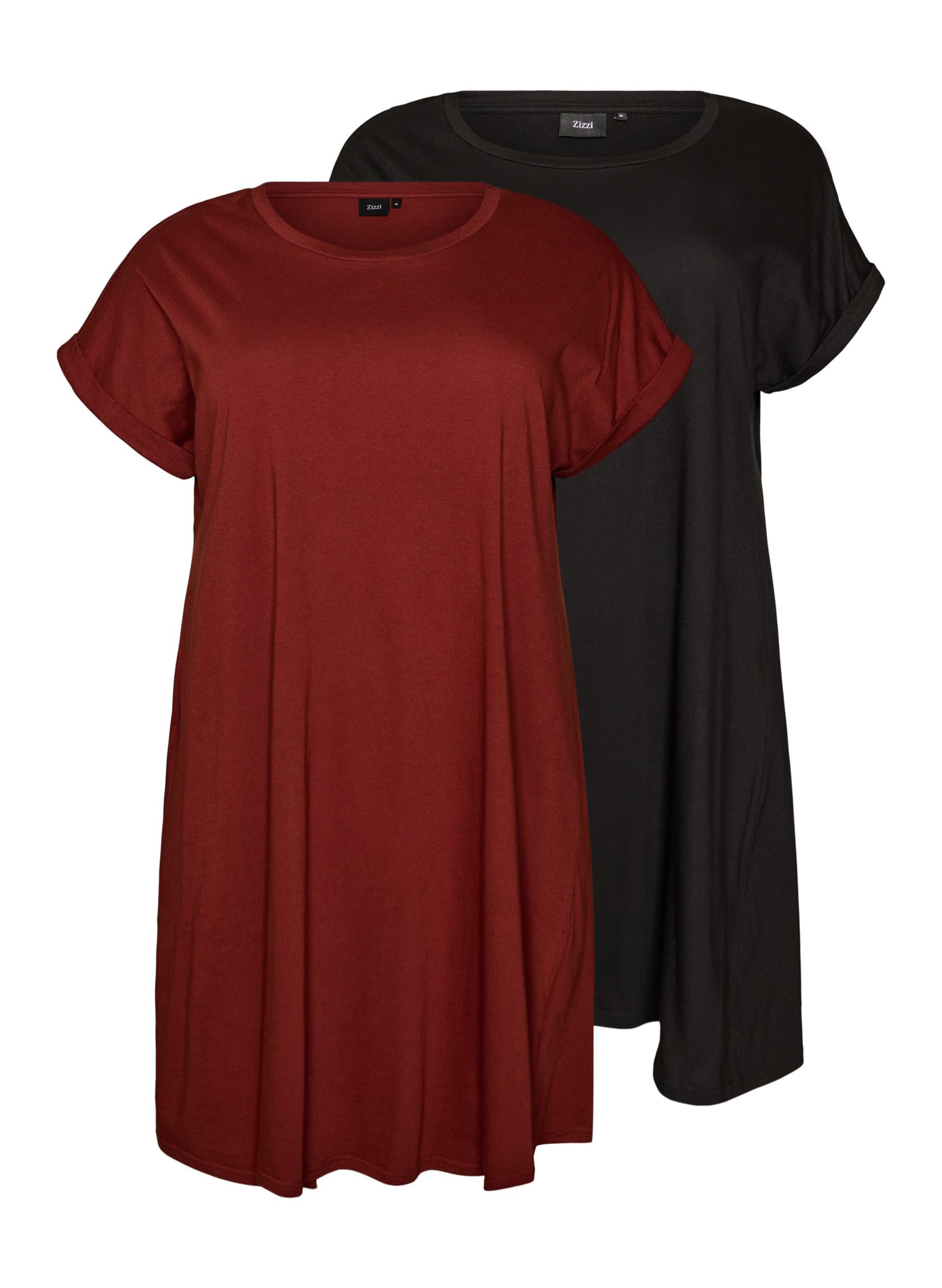 Zizzi 2-Pack Kleid Baumwolle Schwarz 50-52 locker