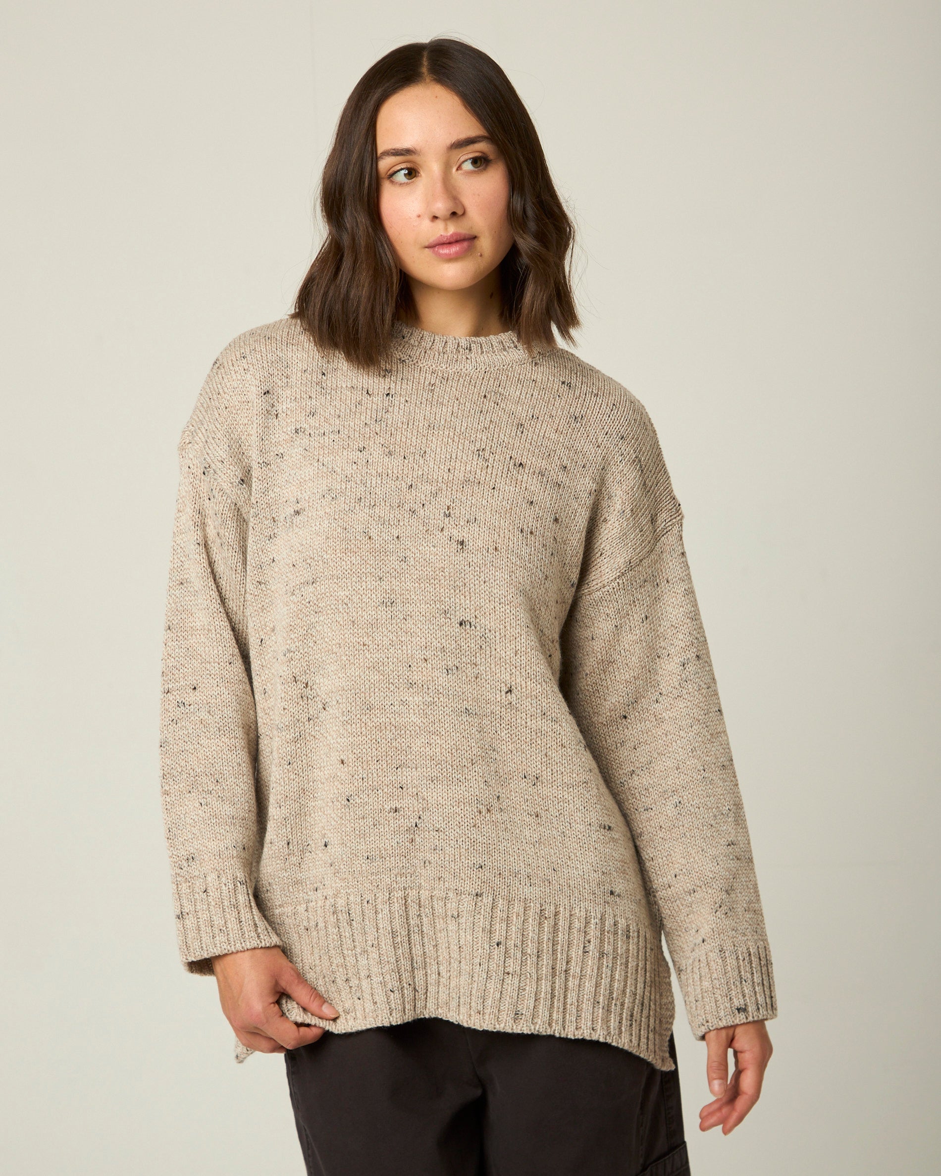Peregrine Bearing Crew Jumper Pullover Oatmeal Merino Damen