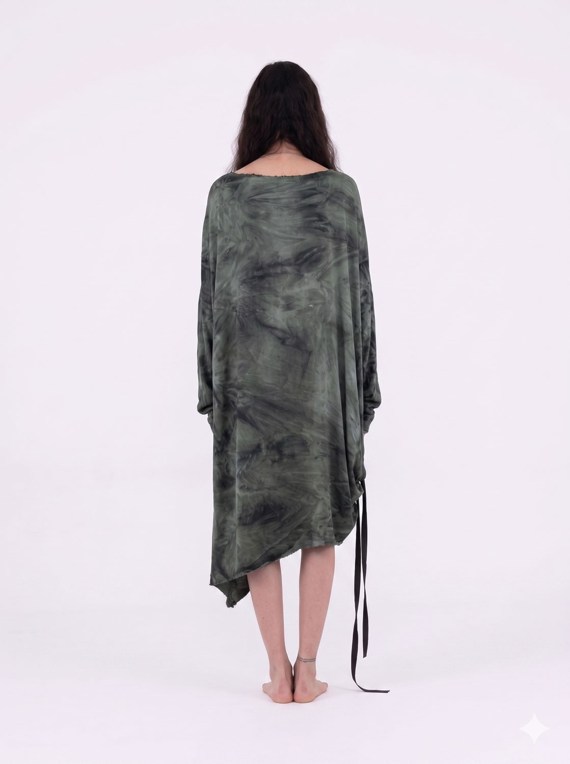 Sanctamuerte Abiti Abito Midi Over Kleid Viskose-Satin Batik