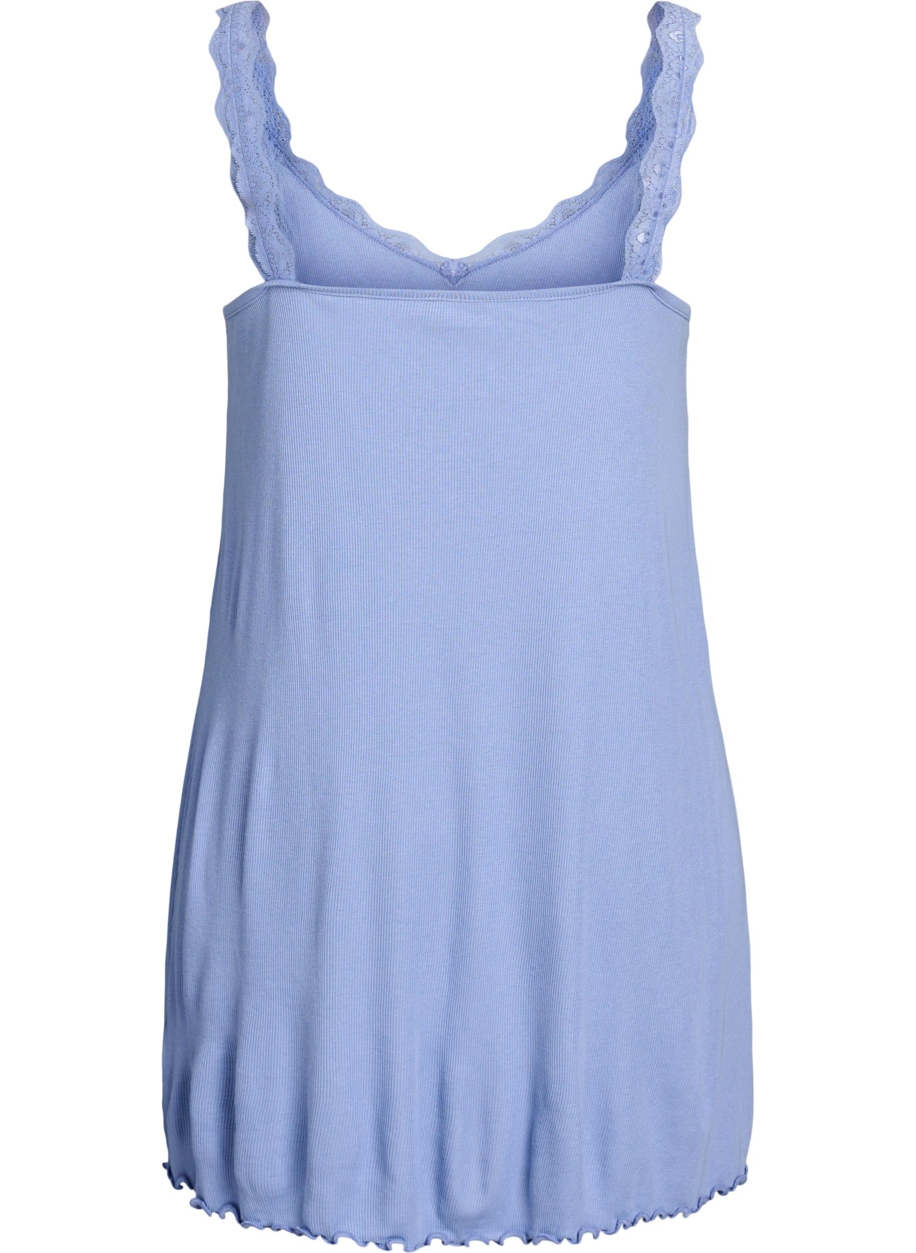 Zizzi Nachthemd Damen Spitze Baumwolle Modal Gr.42-60