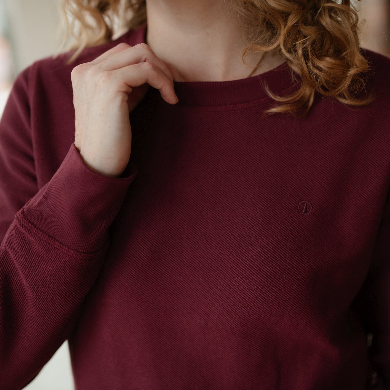 NORDLICHT Sanna Sweater Rot M Bio-Baumwolle Struktur