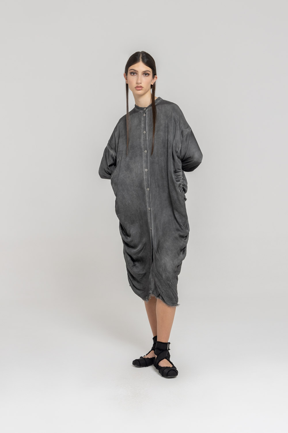 Sanctamuerte Abiti Chemisier in Raso Kleid Viskosesatin