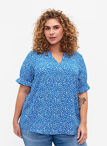 Zizzi Bluse Damen Kurzarm V-Ausschnitt Print Polyester