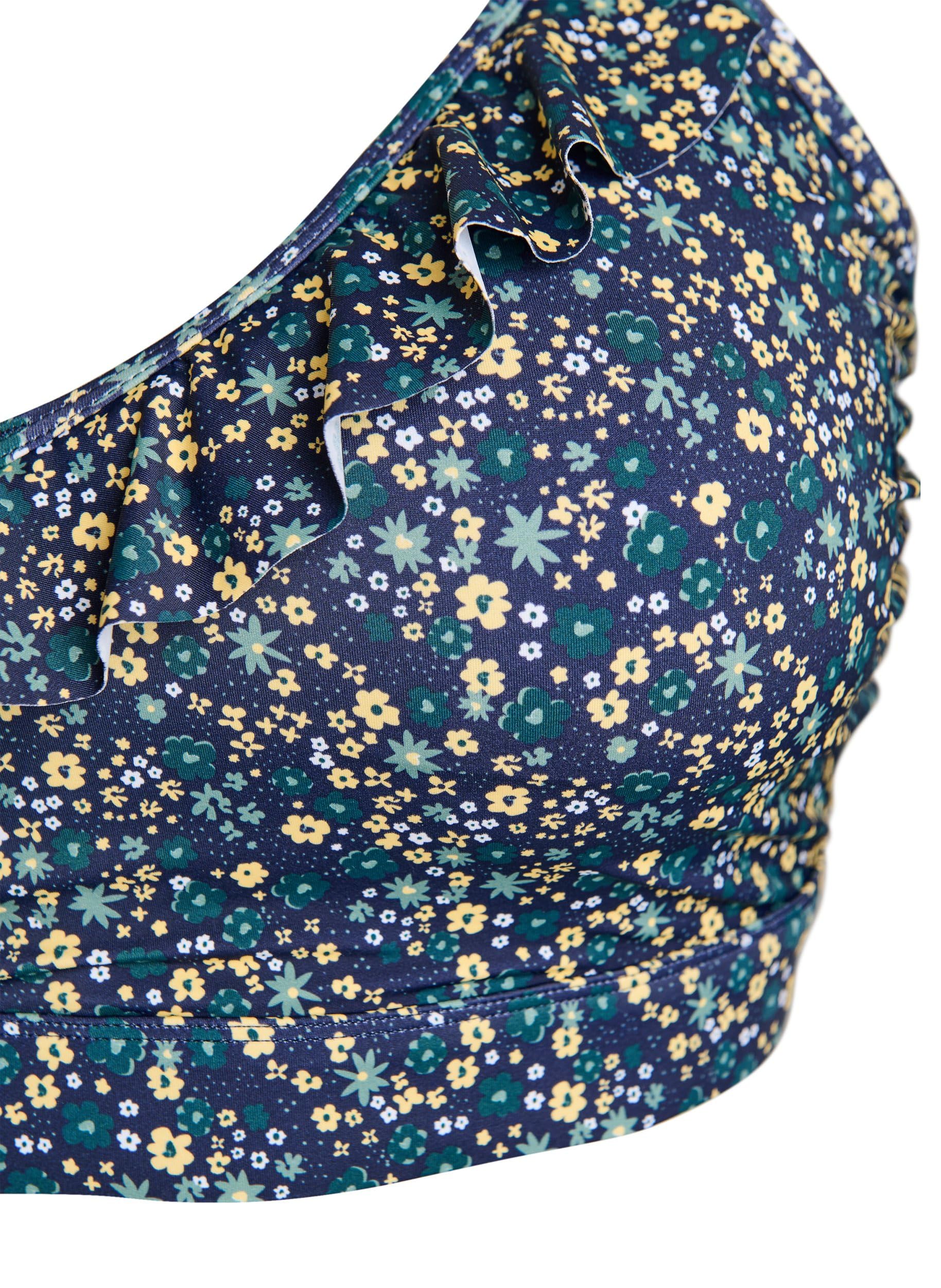 Swim by Zizzi Bikini Top Blumen Rüschen Große Größen