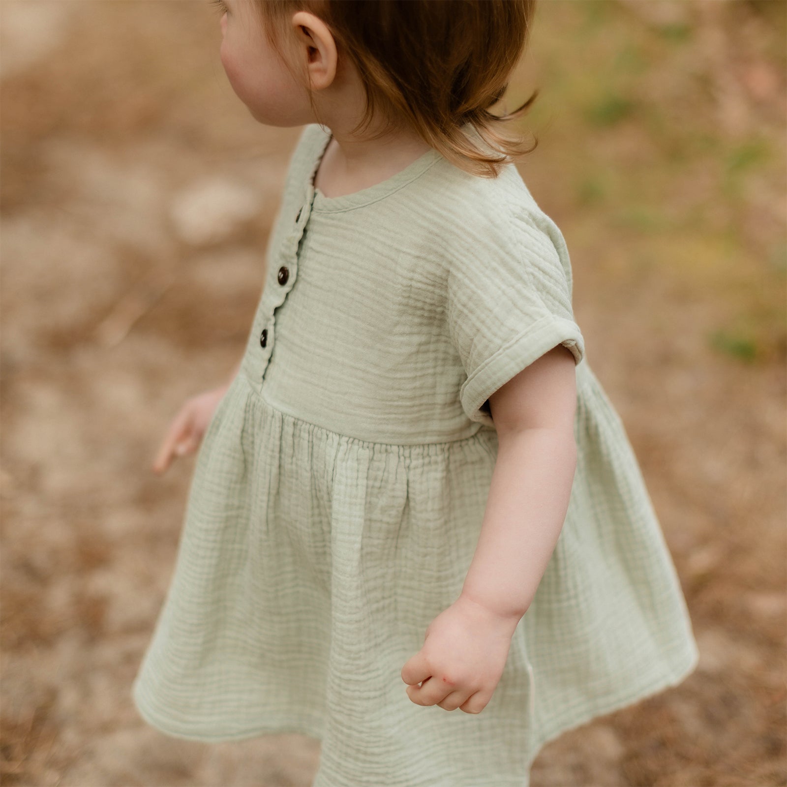 Nordlicht Alma Musselin Kleid Kinder Grün 62/68 Bio-Baumwolle
