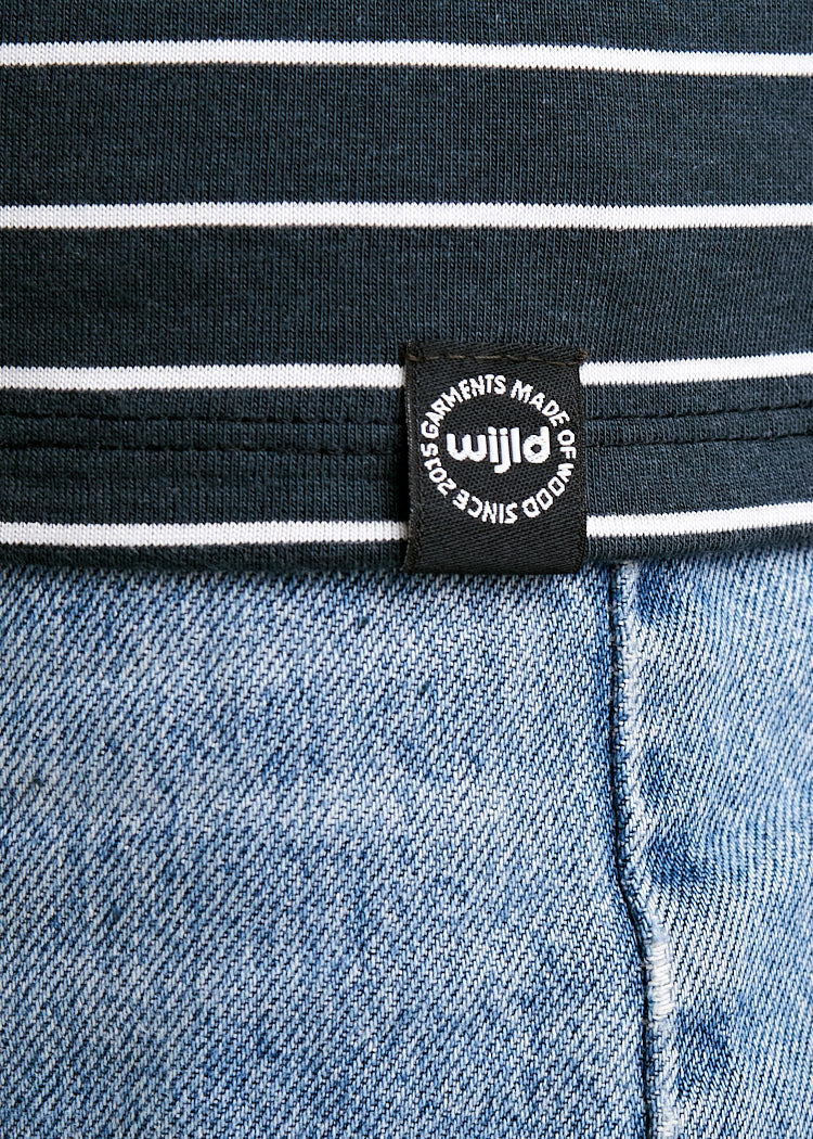 Wijld Elena WoodShirt Damen weiß Streifen Slim Lyocell