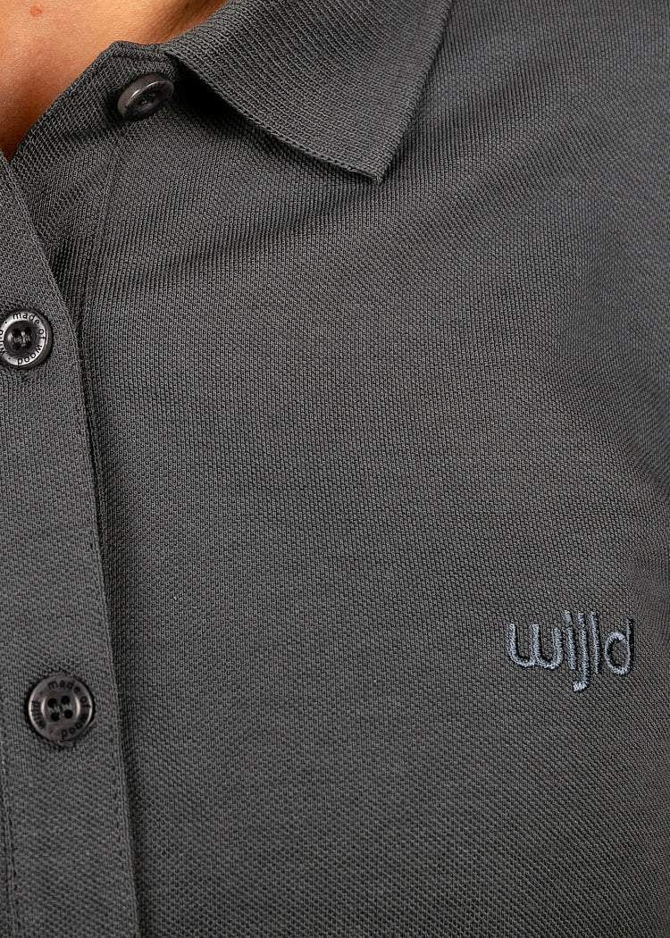 Wijld Polo-Shirt Damen Dark Gray Holz Lyocell