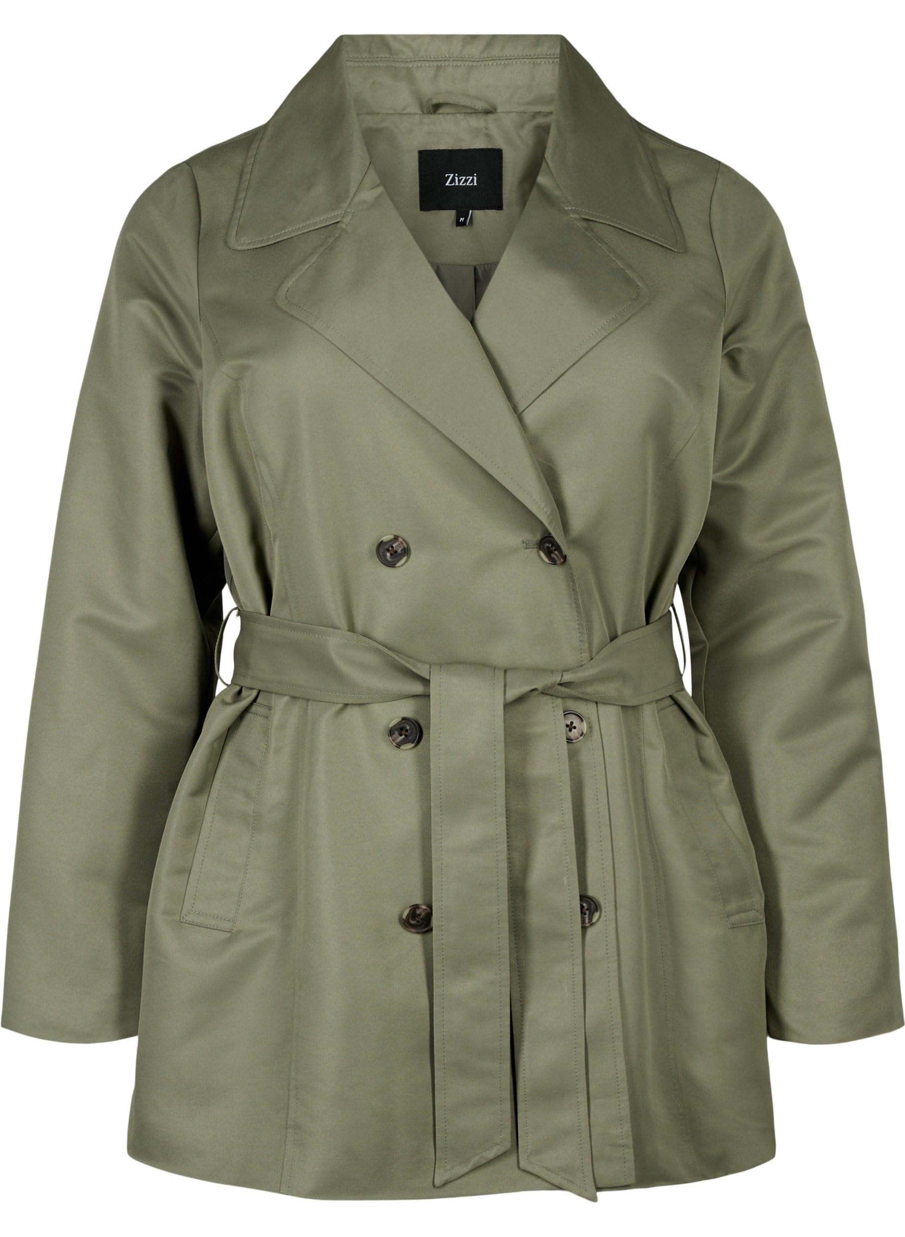 Zizzi Trenchcoat Kurz Gürtel Große Größen 42-60
