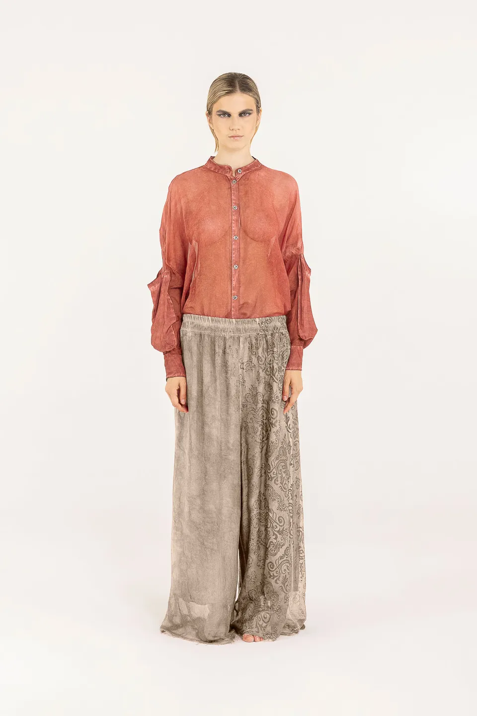 Sanctamuerte Pantaloni Palazzo Hose Viskose-Seide Taschen
