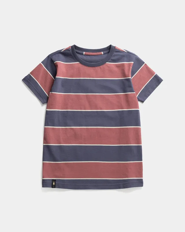 NIKIN TreeShirt Striped Kinder T-Shirt Dark Ink-Blush Bio 122/128