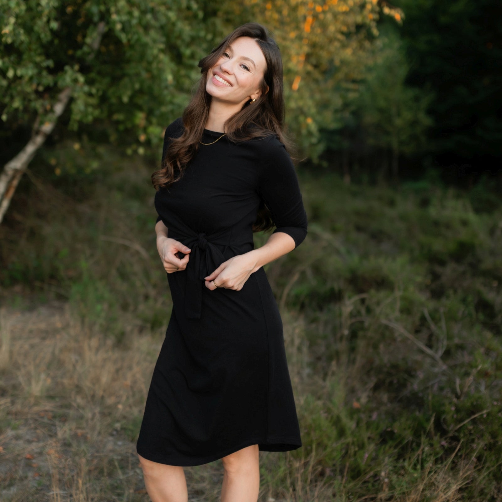 NORDLICHT Greta Langarm Jersey Kleid Schwarz